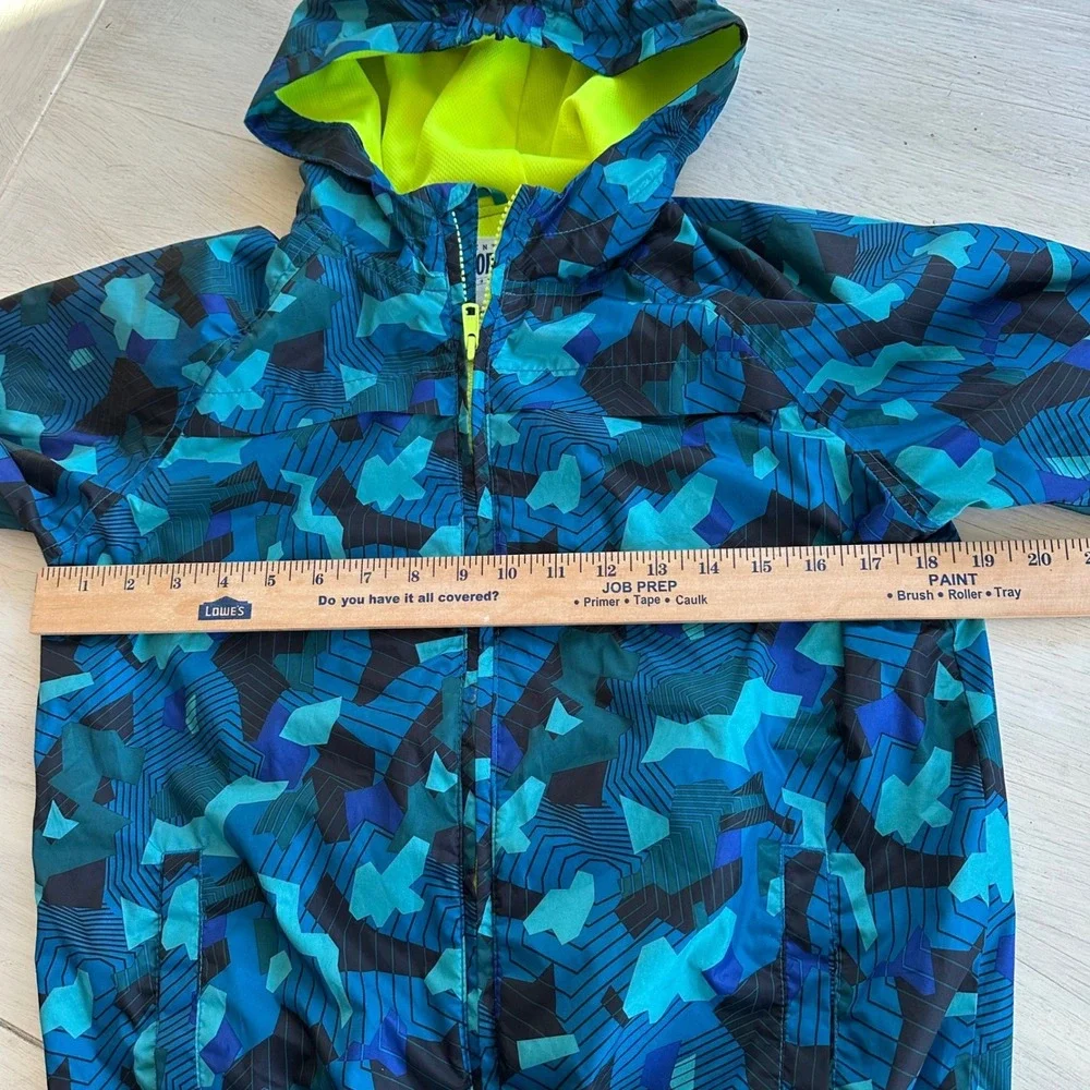 Gymboree‎ Boys Blue Geometric Camo Windbreaker Rain Jacket Mesh Lined L 10-12